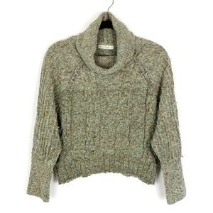 Moon & Madison Cropped Turtle Neck Sweater Small Variegated Green